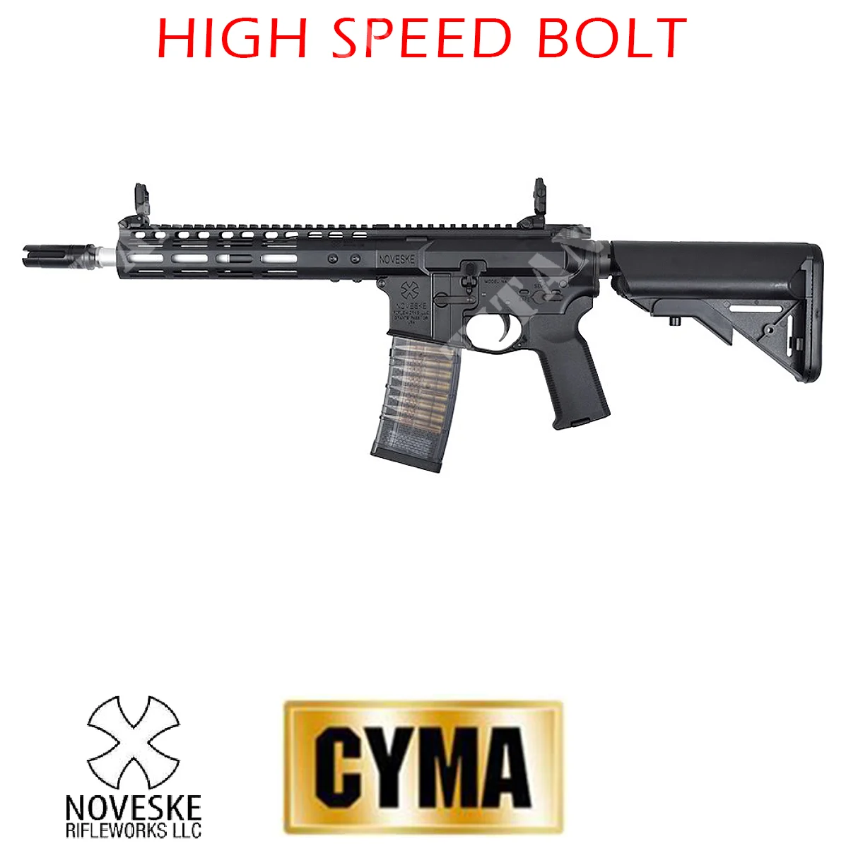 RIFLE DE GAS CGS NOVESKE N4 9.0" CERROJO DE ALTA VELOCIDAD NEGRO CYMA (CM1201HSB)