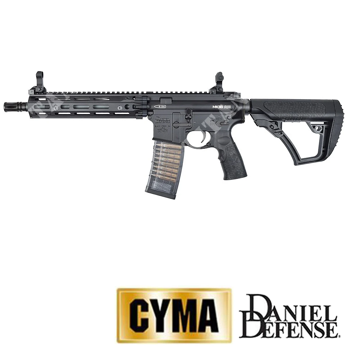 RIFLE DANIEL DEFENSE MK18 RIII CYMA NEGRO DE 9,5" CGS GBB (CM1103B)