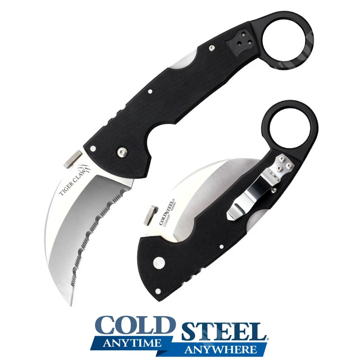 CUCHILLO DE ACERO FRÍO SERRADO CON GARRA DE TIGRE (CS-22KFS)