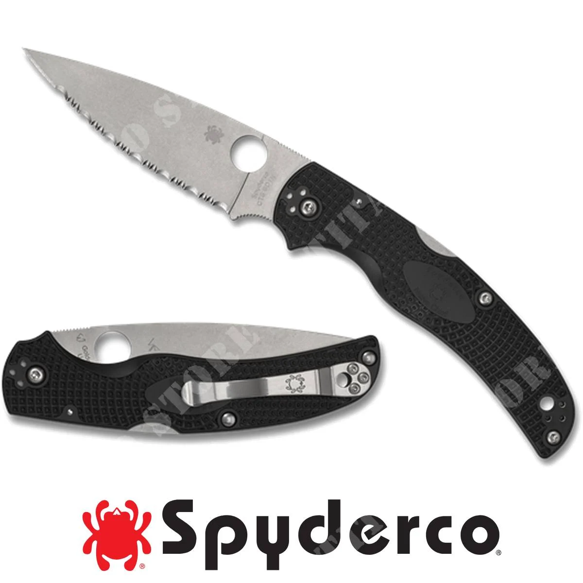 CUCHILLO SPYDERCO CON HOJA SERRADA NEGRA NATIVE CHIEF FRN (C244SBBK)