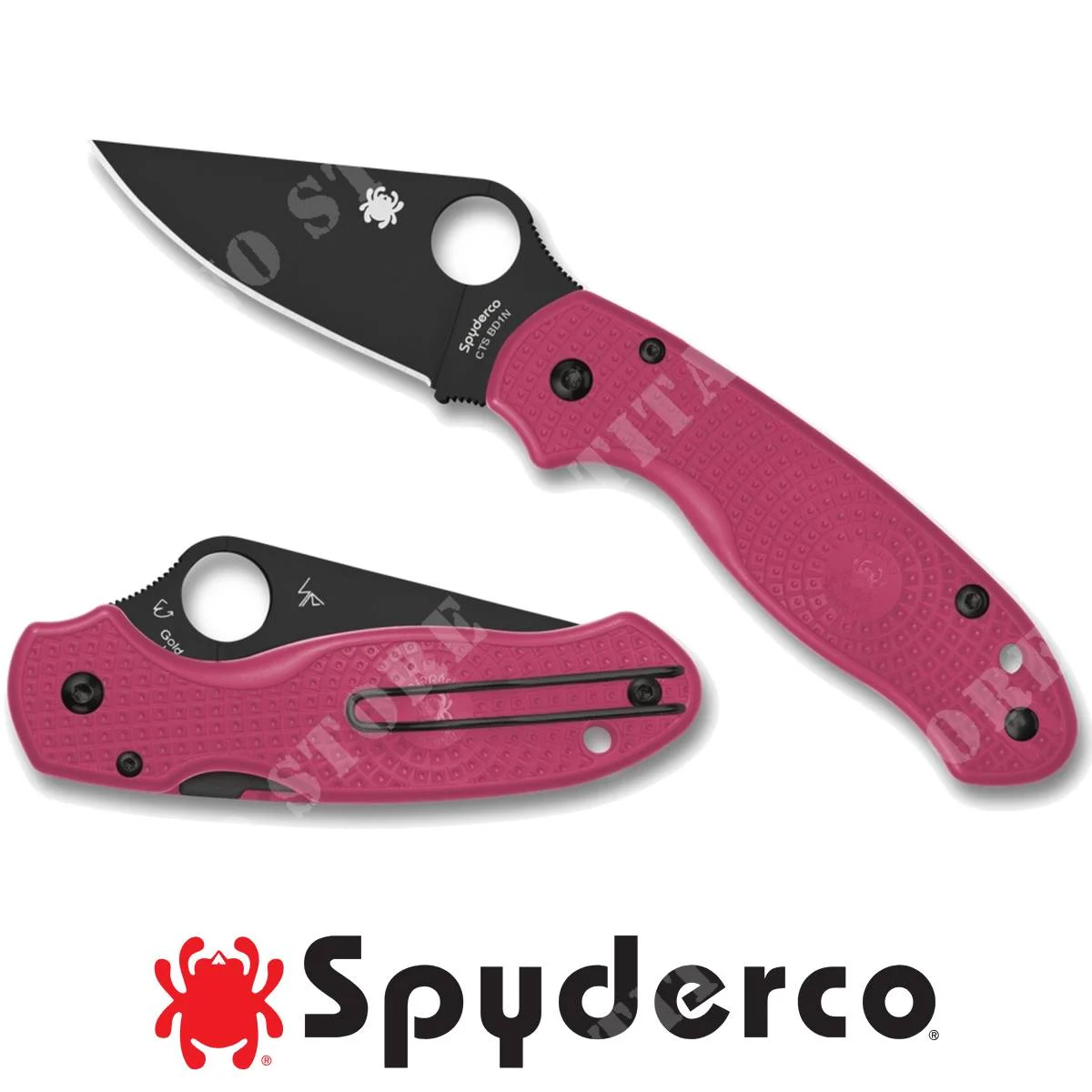 CUCHILLO SPYDERCO PARA 3 FRN CON HOJA NEGRA Y ROSADA (C223PPNB)