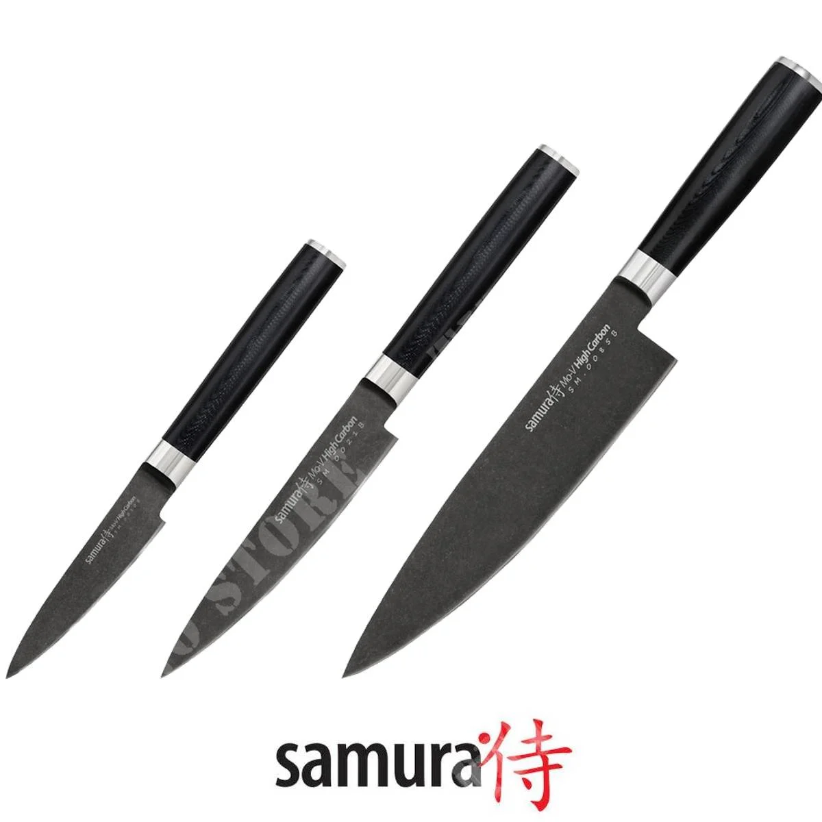 JUEGO DE 3 CUCHILLOS SAMURA MO-V STONEWASH SM-0230B (C670SM230B)