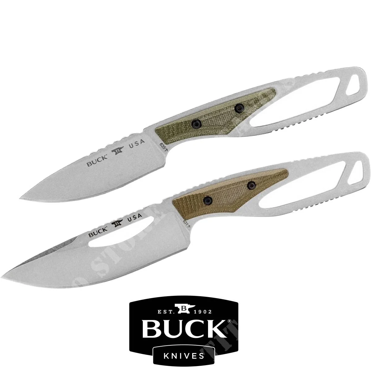 JUEGO DE 2 CUCHILLOS PAKLITE PRO OD GREEN MICARTA BUCK (631 GRSVP)