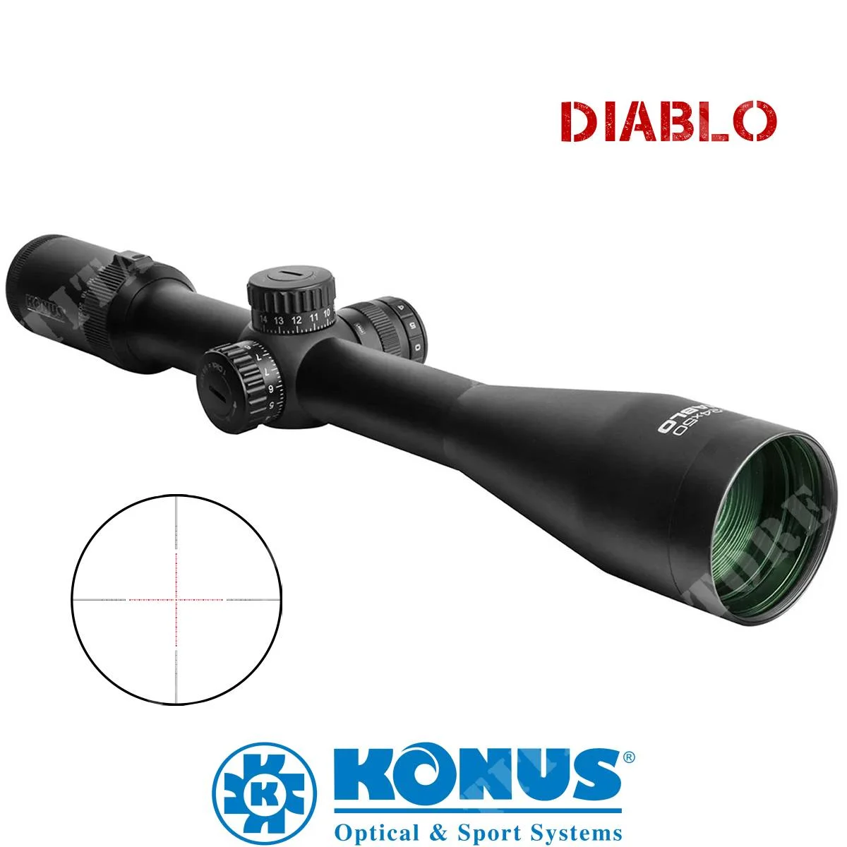 ÓPTICA RETÍCULA HMD ILUMINADA EN ROJO Y AZUL KONUS DIABLO 6-24X50 (7173)
