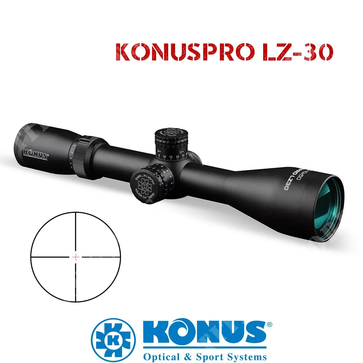 ÓPTICA KONUSPRO LZ-30 2.5-10X50 30/30 ROJA Y AZUL KONUS (7180)