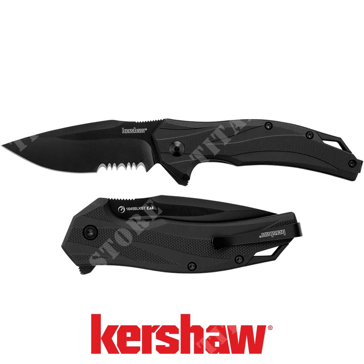 CUCHILLO LATERAL NEGRO SERRADO KERSHAW (1645BLKST)