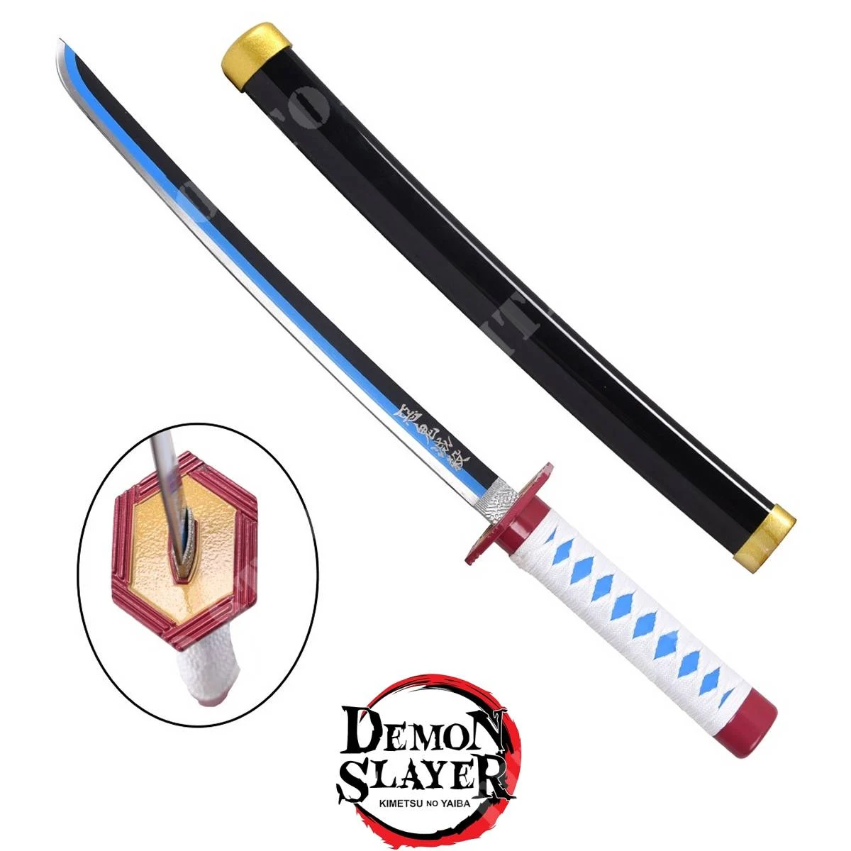 MINI KATANA GIYU TOMIOKA CON HOJA DE BAMBÚ DEMON SLAYER (ZS654-BL-MI-WD)