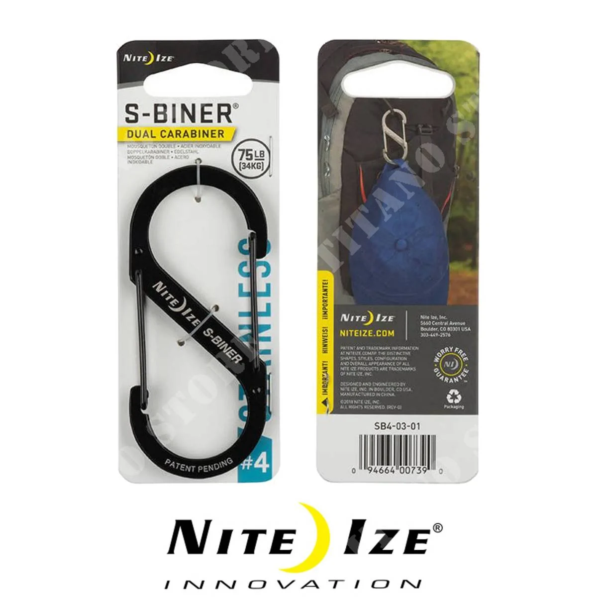MOSQUETÓN S-BINER N.° 4 NEGRO NITE IZE (SB4-03-01)