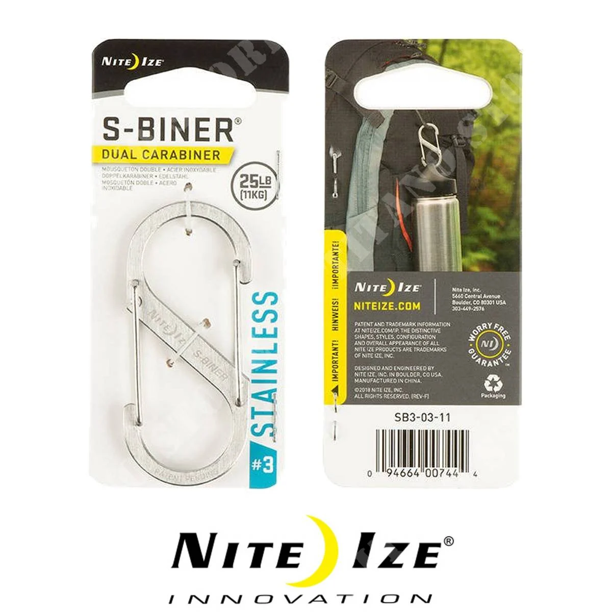 MOSQUETÓN S-BINER N.° 3 SILVER NITE IZE (SB3-03-11)