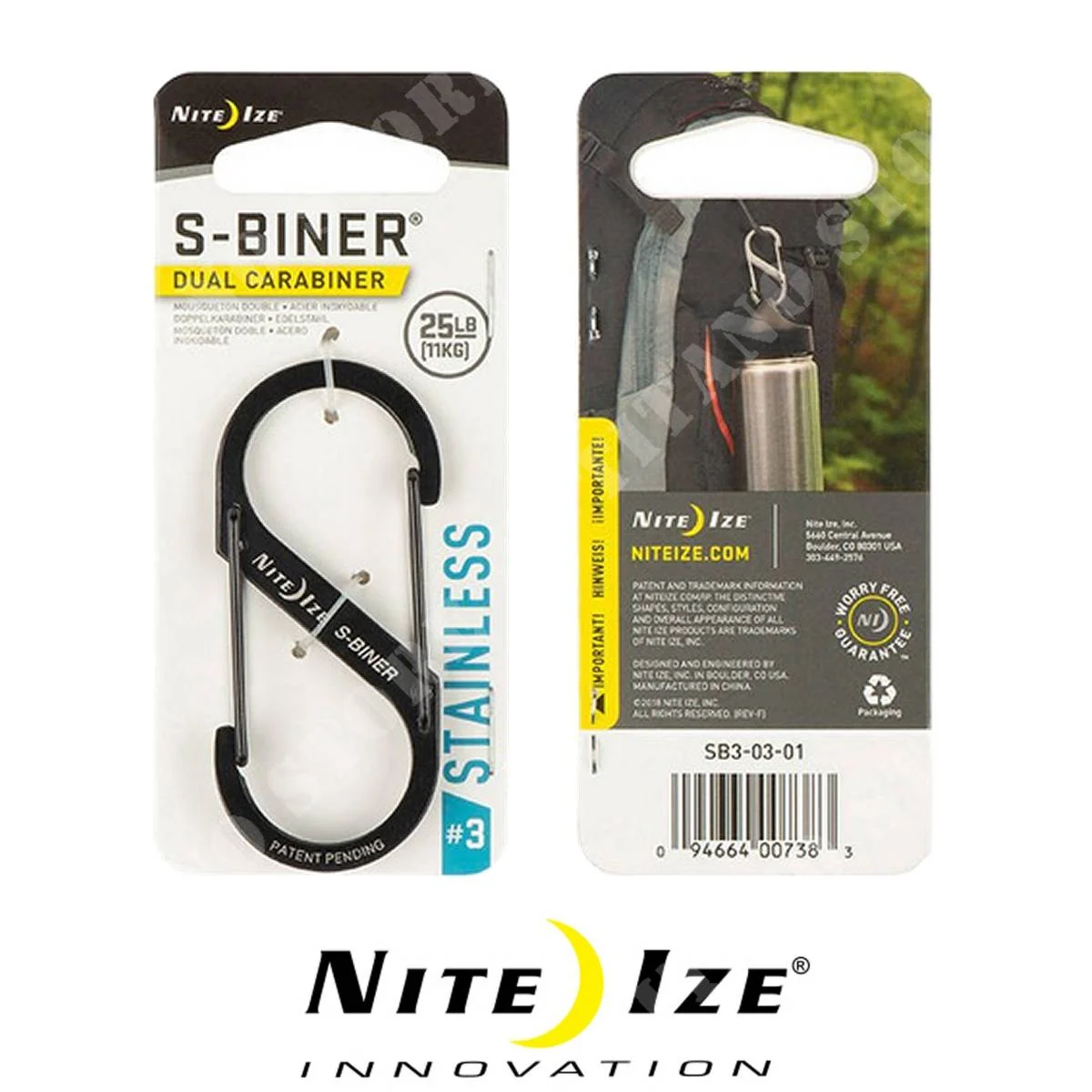 MOSQUETÓN S-BINER N.° 3 NEGRO NITE IZE (SB3-03-01)