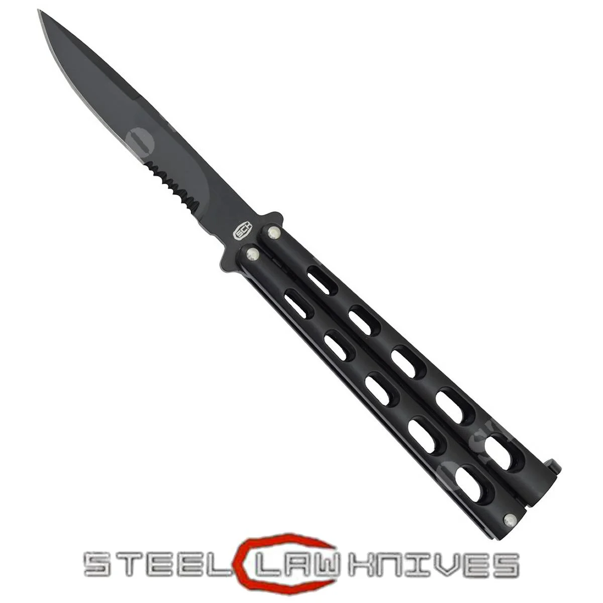 CUCHILLO DE HOJA COMBINADA MARIPOSA NEGRO SCK (CW-021)