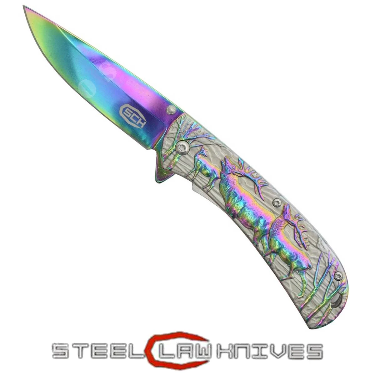 CUCHILLO PARA CIERVOS ARCOÍRIS CON APERTURA ASISTIDA (CW-047)