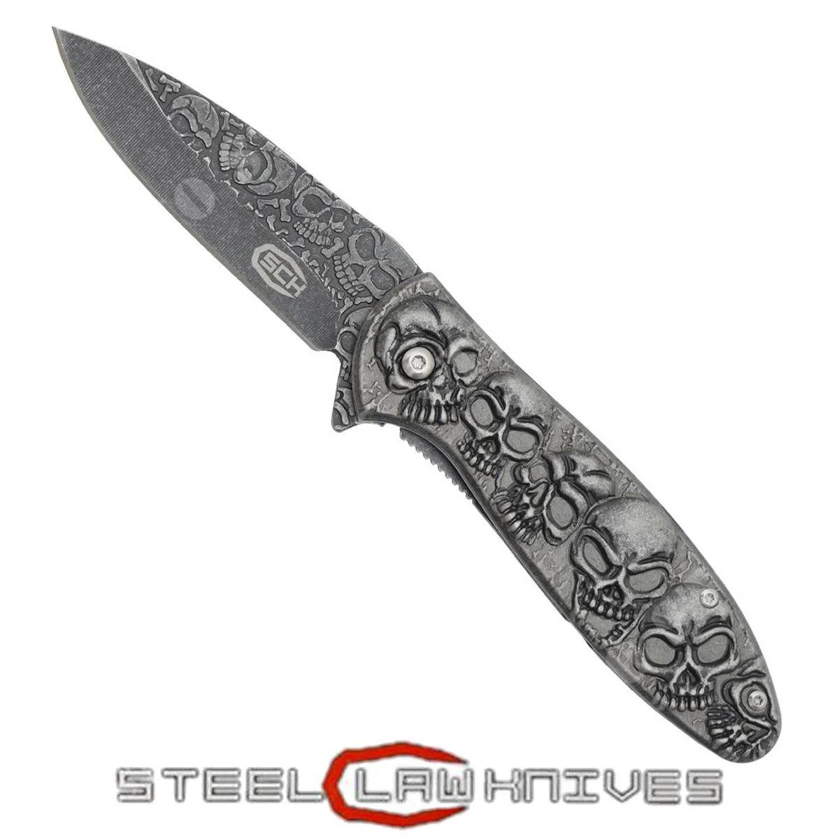 CUCHILLO DE CALAVERA 3D CON APERTURA ASISTIDA (CW-051)