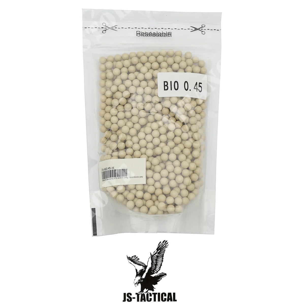 Perdigones orgánicos tácticos JS de 0,45 g, color blanco cremoso, 1000 BB (JS-BB0.45-1K)