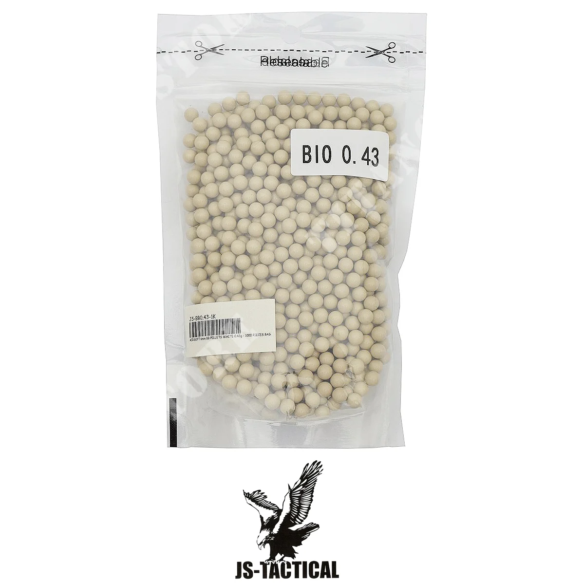 Perdigones orgánicos tácticos JS de 0,43 g, color blanco cremoso, 1000 BB (JS-BB0.43-1K)