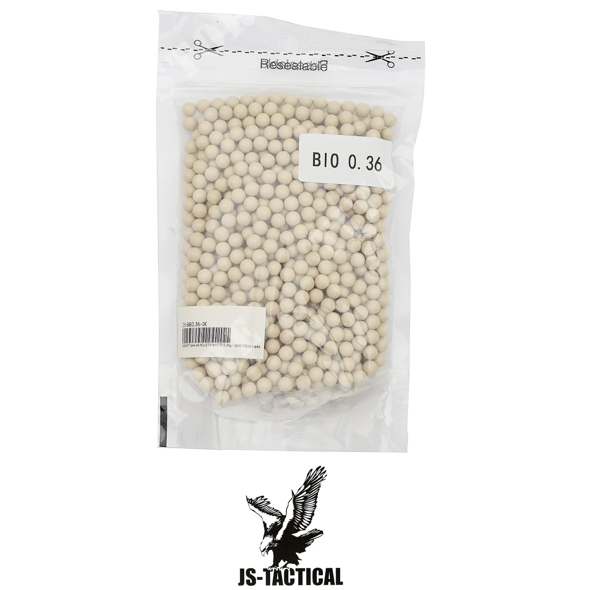 Balines orgánicos tácticos JS de 0,36 g, color blanco crema, 1000 BB (JS-BB0.36-1K)
