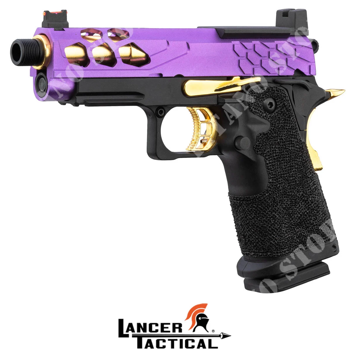 Pistola de gas táctica STRYK KNIGHTSHADE 4.3 PÚRPURA/DORADA LANCER (LTX-8P-M)