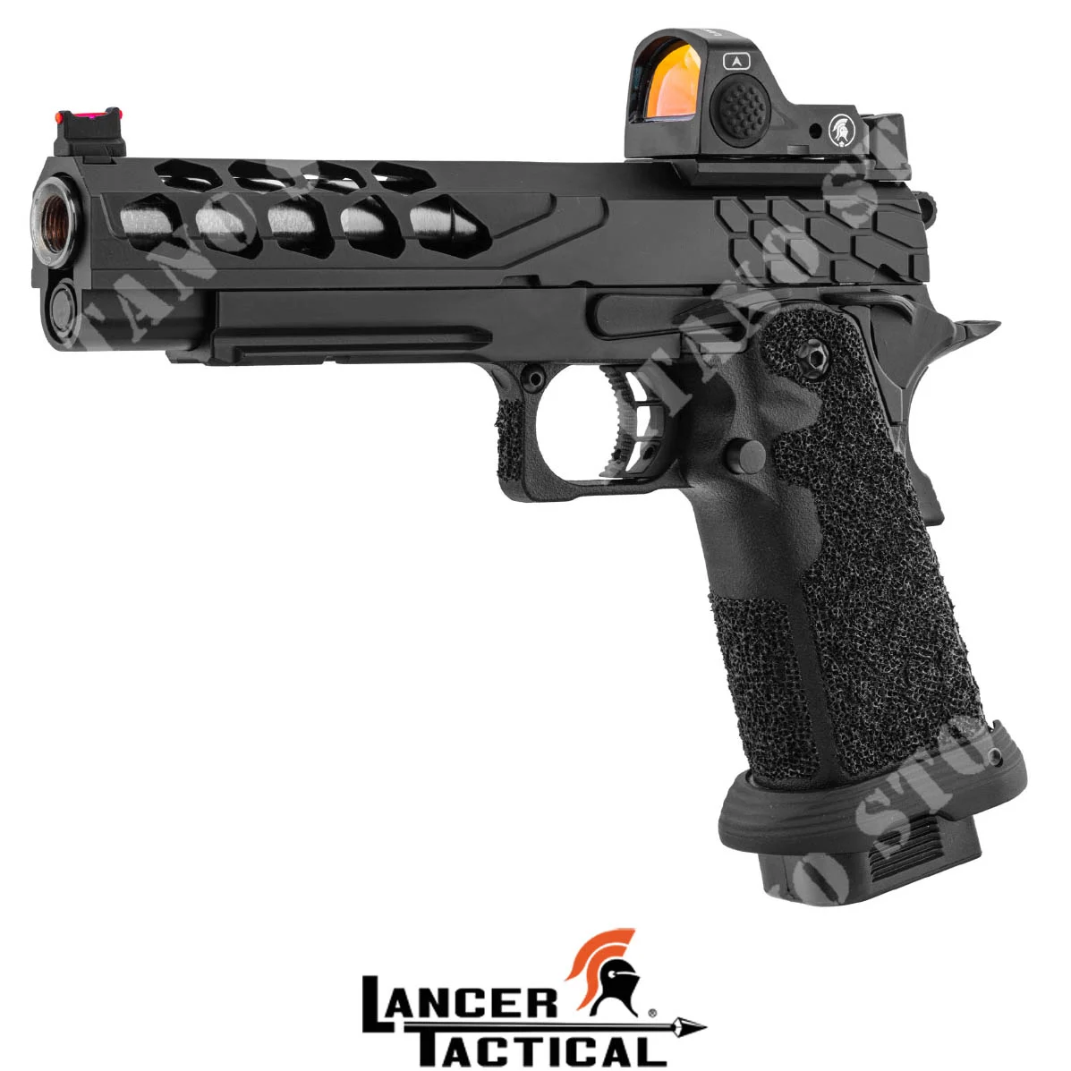 PISTOLA DE GAS STRYK 5.1 NEGRA CON PUNTO ROJO LANCER TACTICAL (LTX-7B-M-MD3)