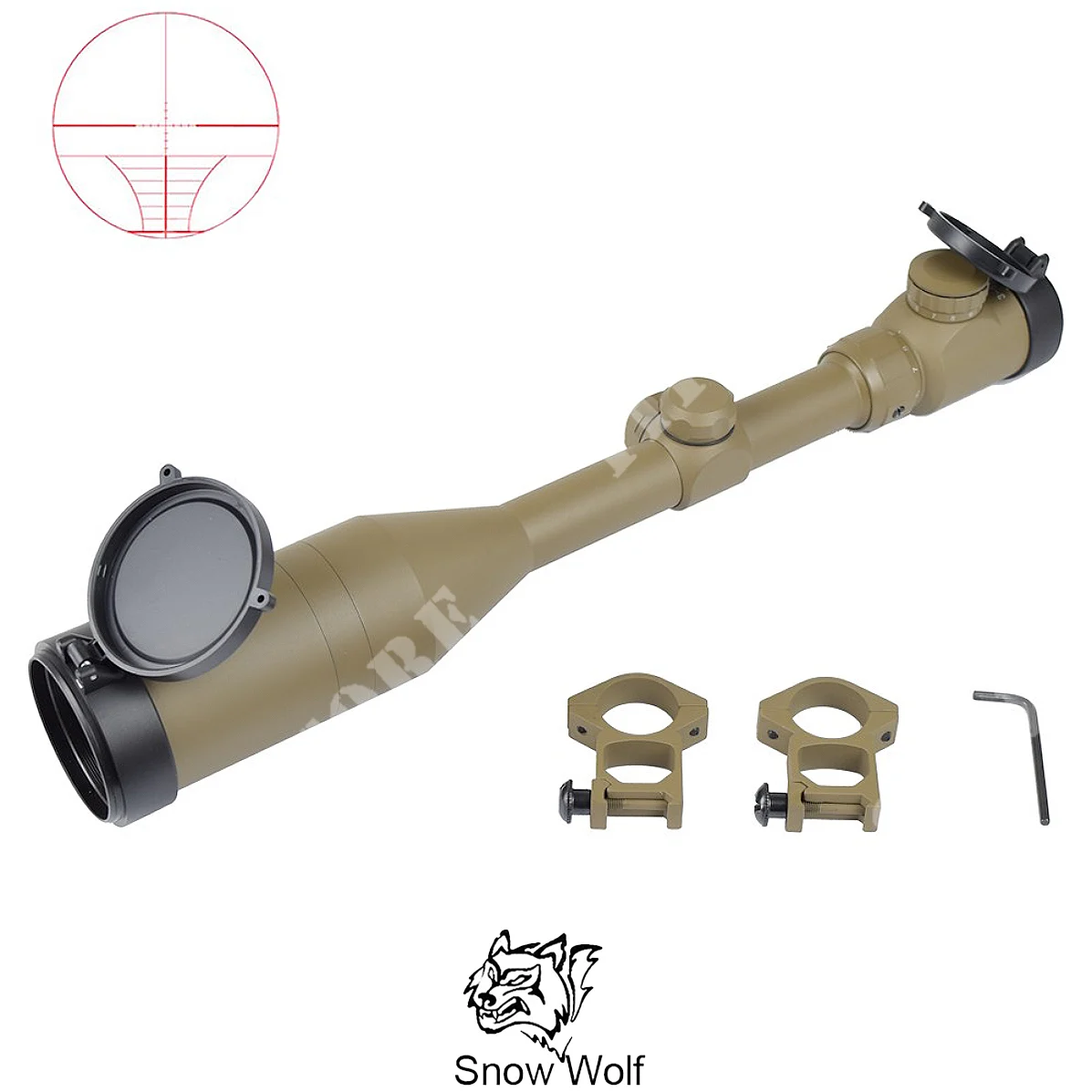 ÓPTICA ZOOM ILUMINADA 3-9X50 COLOR TAN SNOW WOLF (SW-0220)