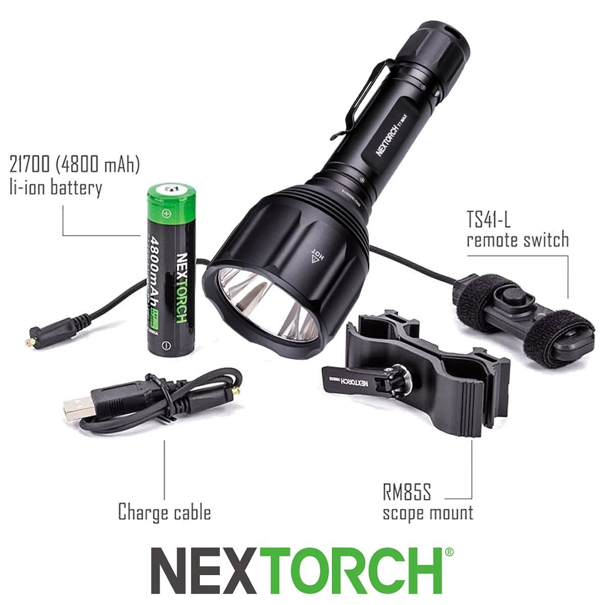 SET DE CAZA T7 MAX 1200 Lúmenes LED NEXTORCH (L300010111)