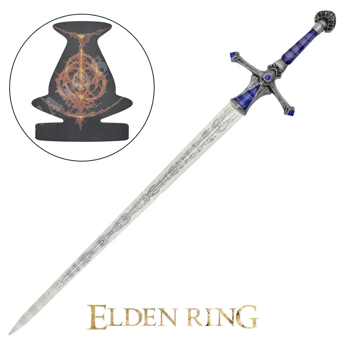 ESPADA ORNAMENTAL RELLANA HOJAS GEMELAS ANILLO ELDEN (ZS1245)