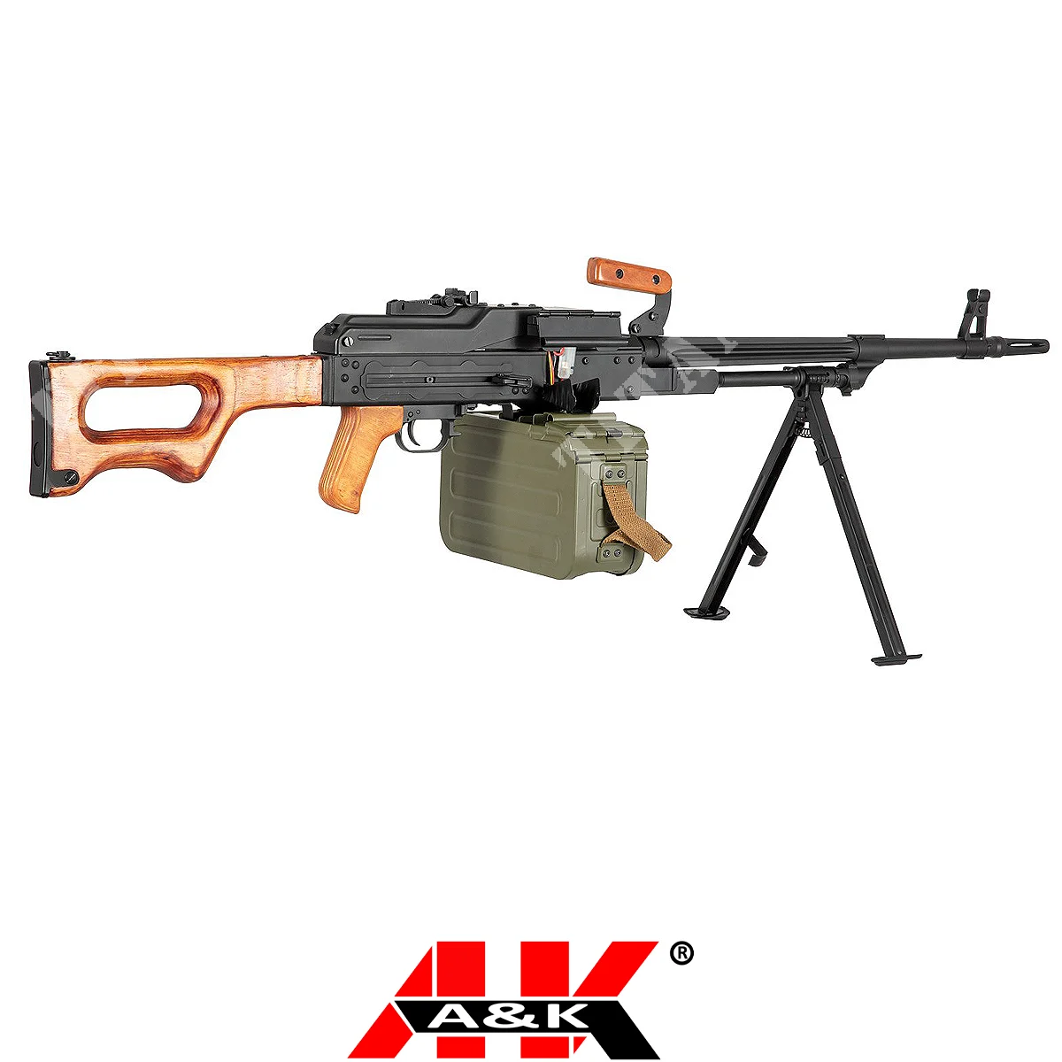 AMETRALLADORA PKM NEGRO/MADERA CON BÍPODE A&K (PK-W)