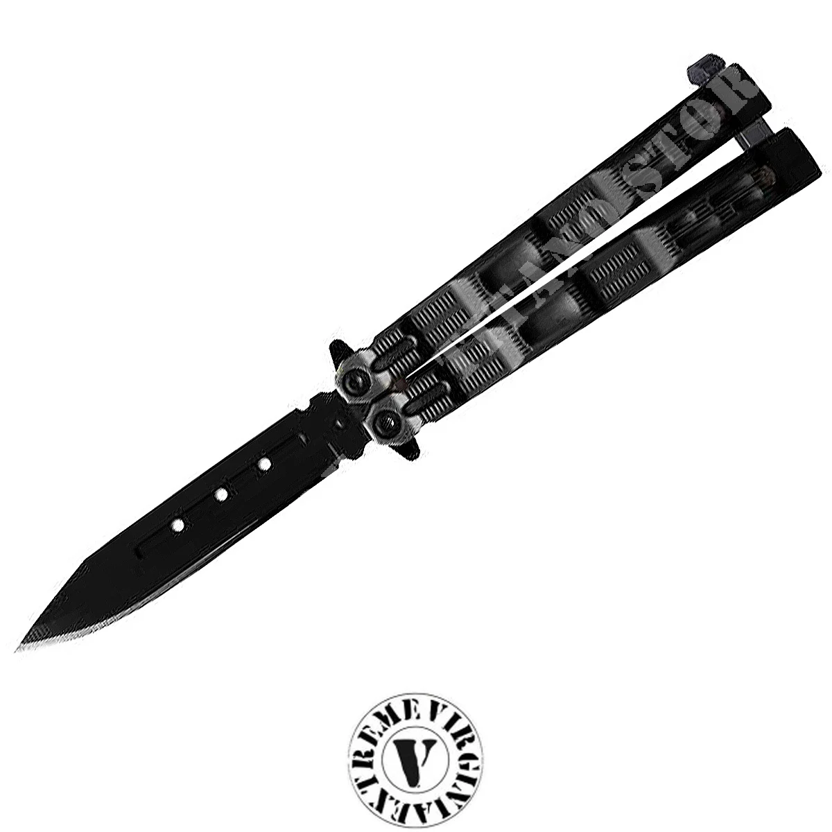 CUCHILLO MARIPOSA HOJA NEGRA MANGO GOMA VIRGINIA (VB4005)