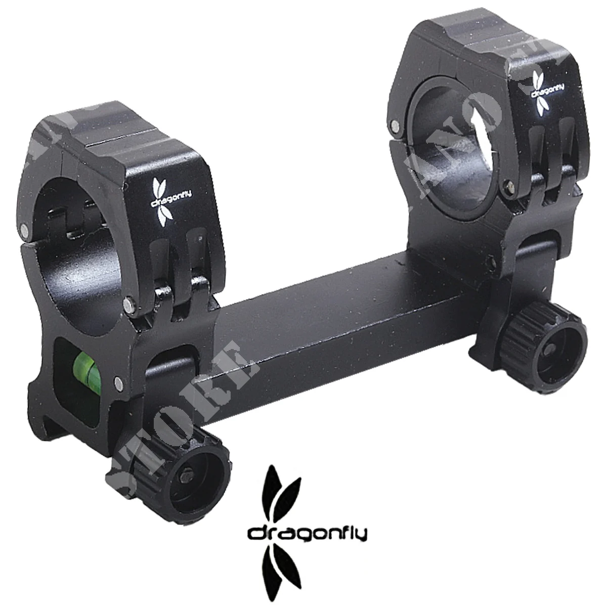 MONTAJE MONOBLOQUE CON ANILLOS DE NIVEL 25 / 30mm NEGRO LIBÉLULA (DFY-WARNER01-BK)