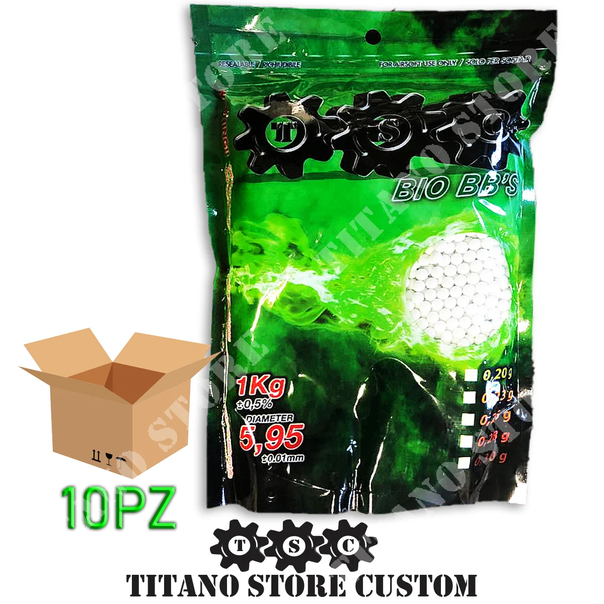 CAJA 10 BB'S BIO 0.20GWHITE TSC (TSC-BIO20-10PZ)