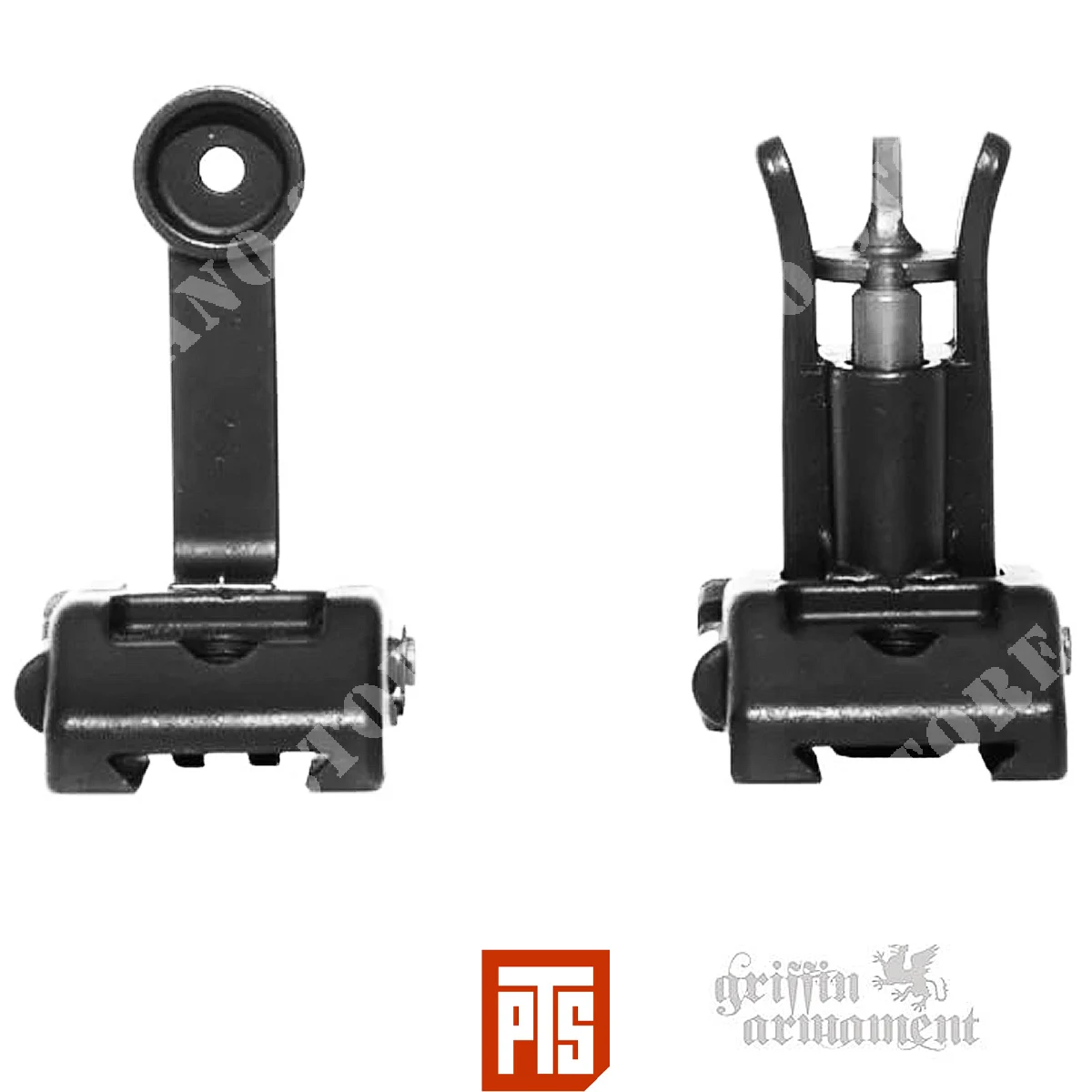 JUEGO DE MIRAS ABATIBLES BUIS + ATAQUES A 45 ° NEGRO PTS GRIFFIN ARMAMENT (PTS-GA024490307)