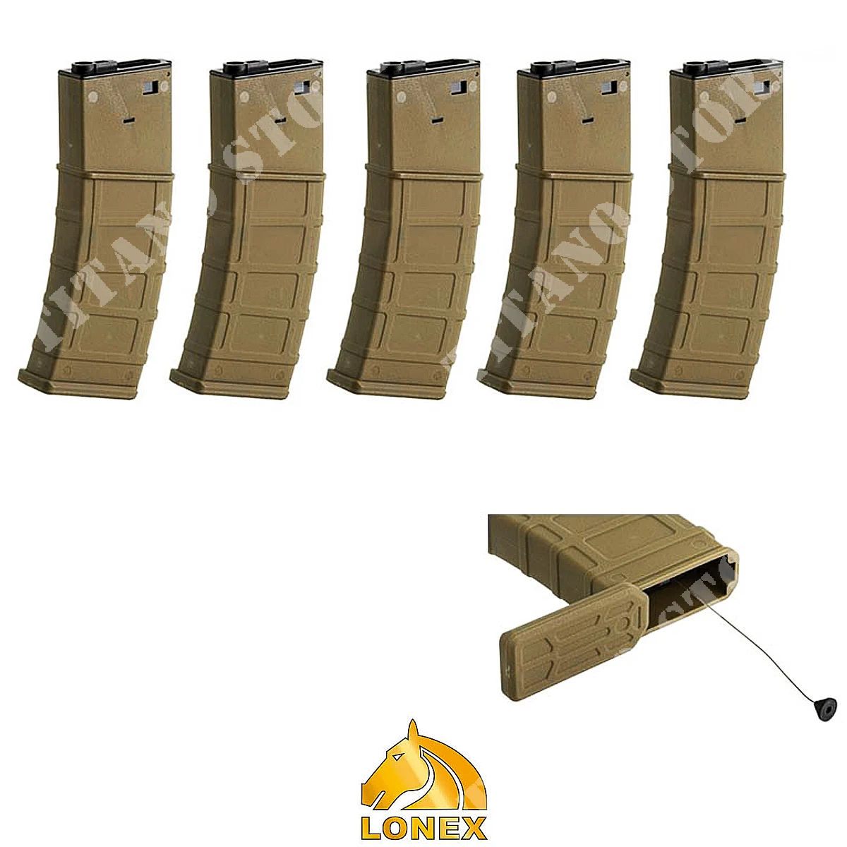 SET 5 CARGADORES FLASH PARA M4 DE 360BB TAN LONEX (GB-06-07-SET5)
