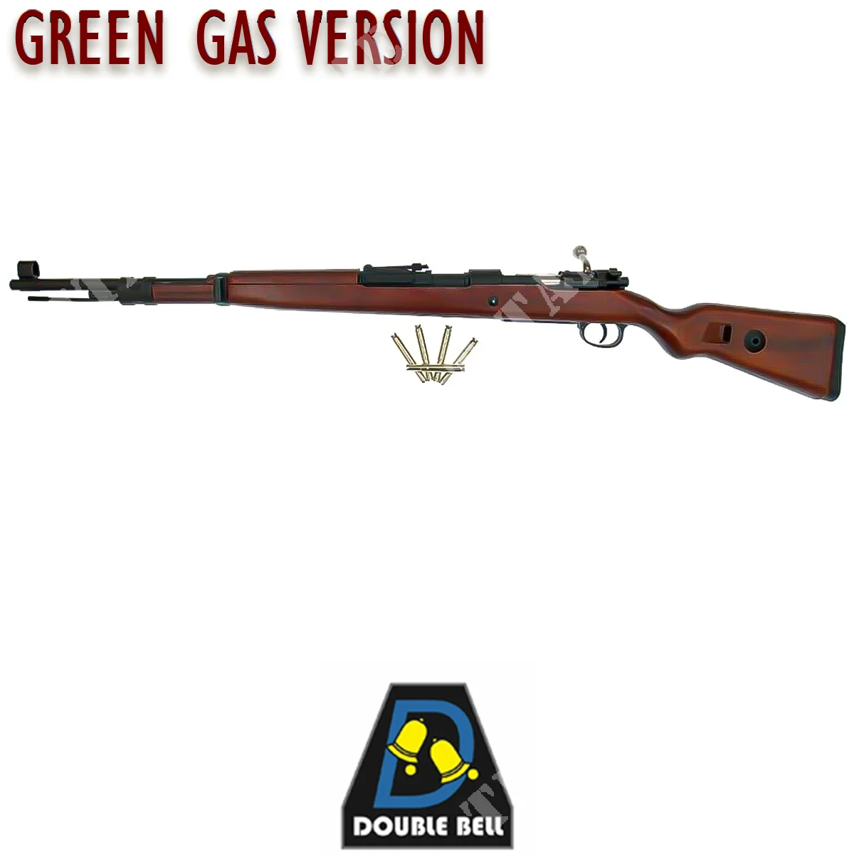 RIFLE DE DOBLE CAMPANA DE GAS DE MADERA REAL KAR98 (DBY-02-000685)