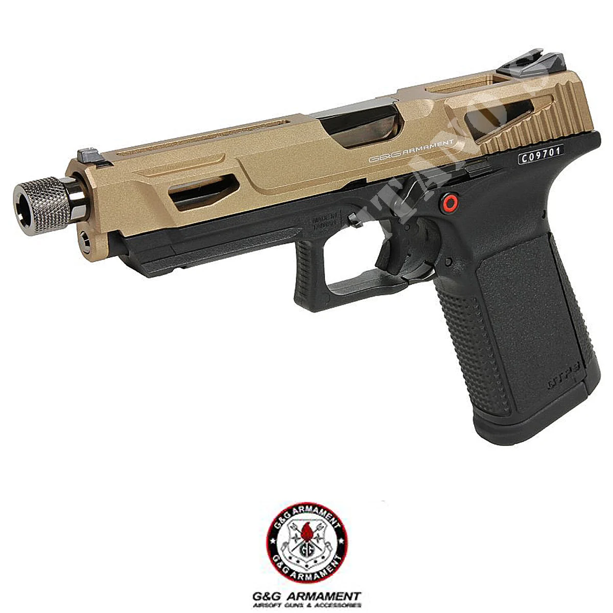 PISTOLA DE GAS GTP9 DESLIZAMIENTO DE METAL DESIERTO G&G (GG-GTP9MSDST)
