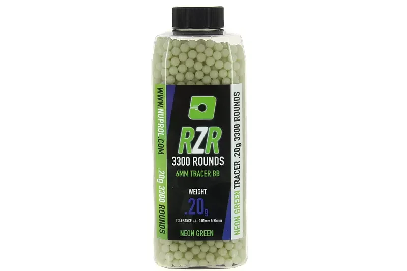 Bote de 3300 balas trazadoras RZR verdes de 0,20 g NUPROL