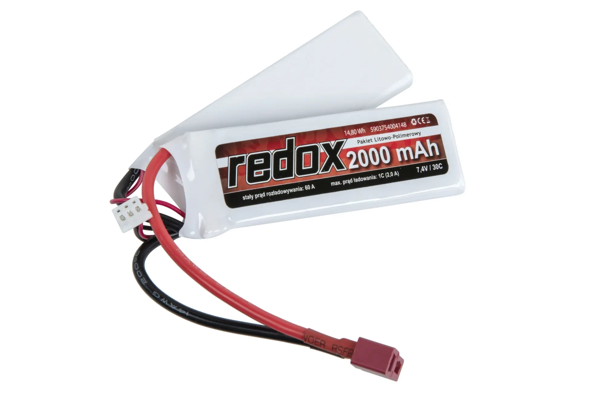 Batería Li-Po Redox 2000 mAh 7,4V 30C (1+1) Dean