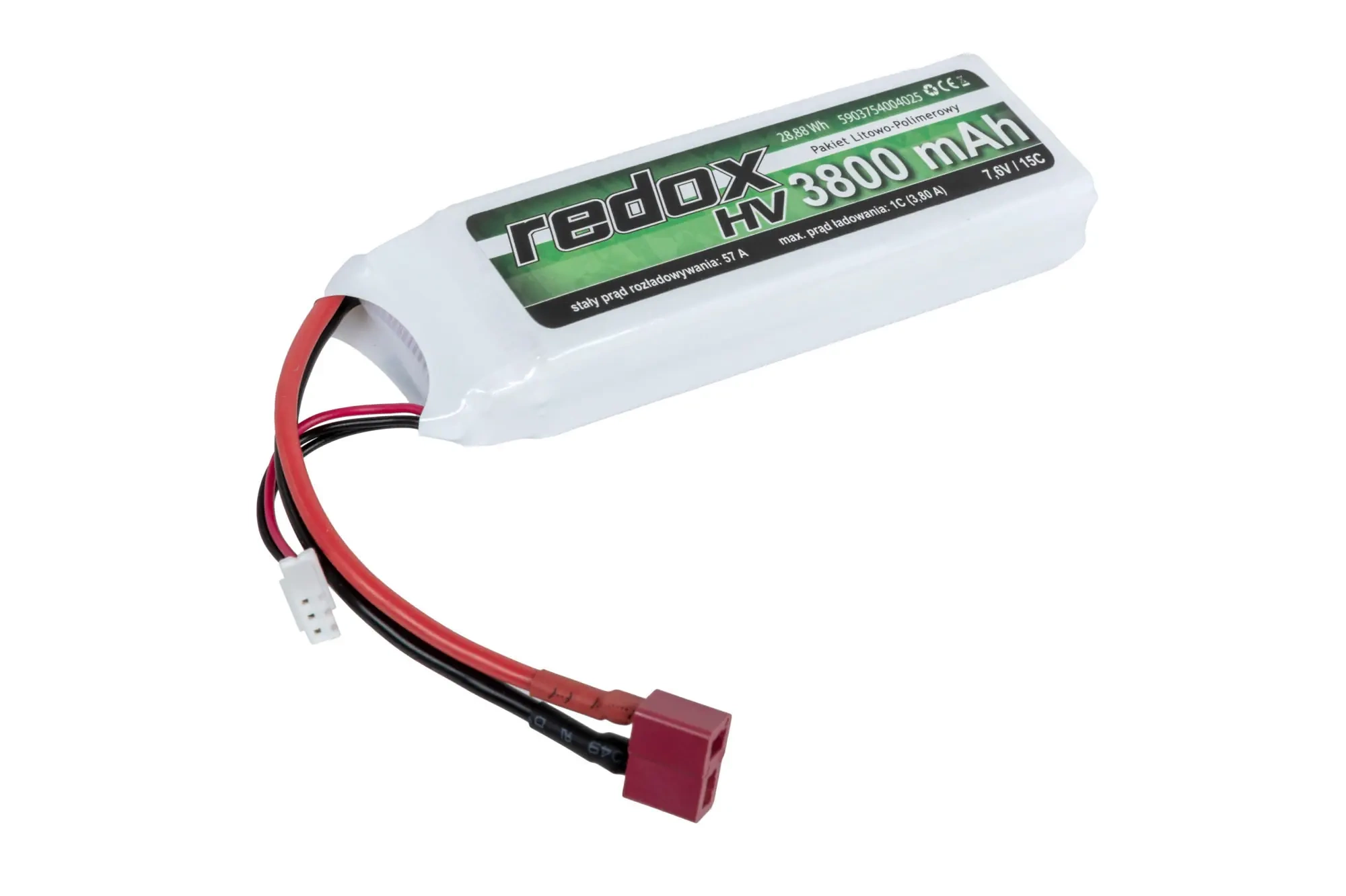 Batería Li-Po Redox 3800 mAh 7,6 V High Voltage 15C Dean