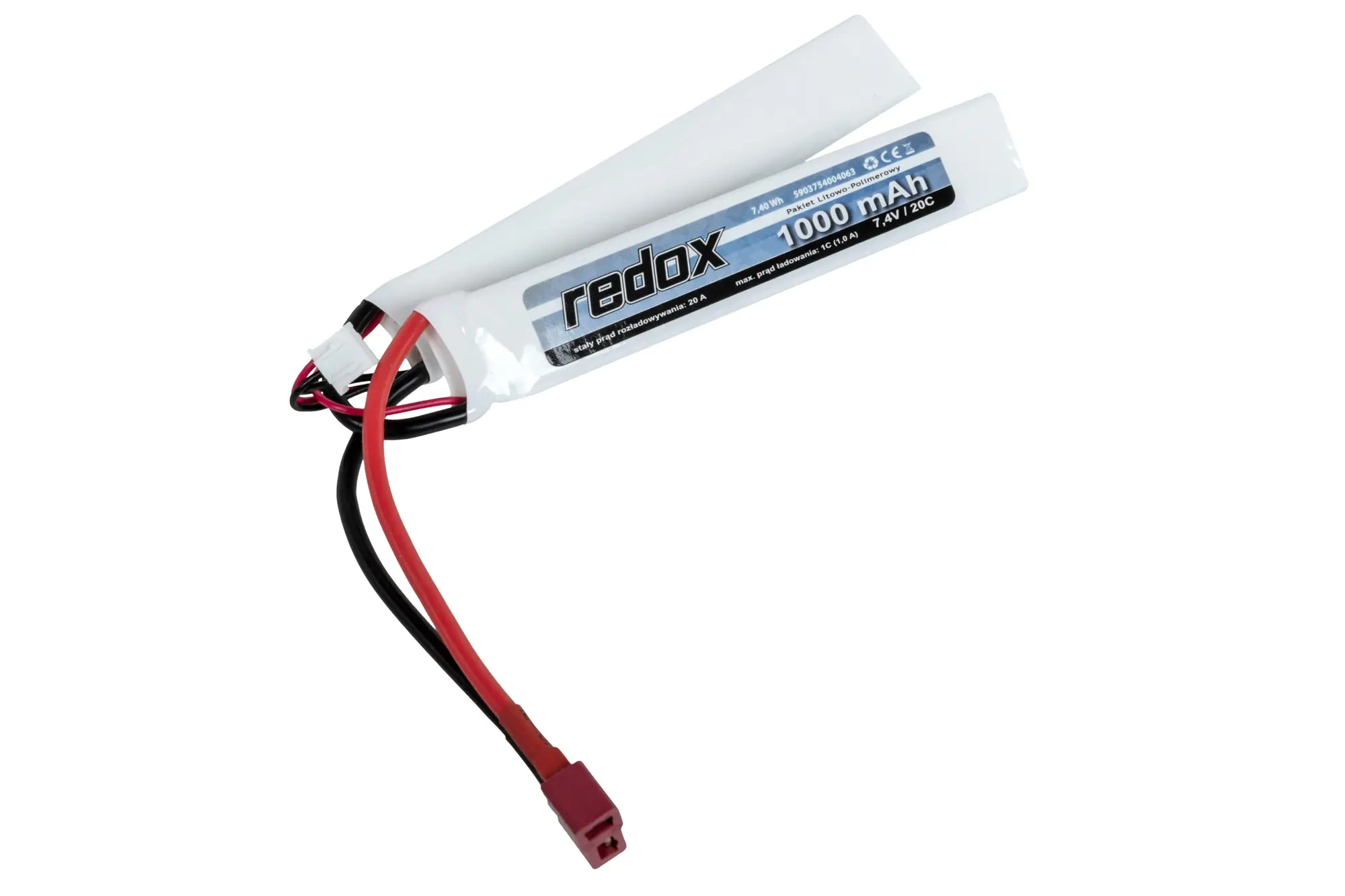 Batería Redox 1000 mAh 7,4 V 20C LiPo (1+1) Dean