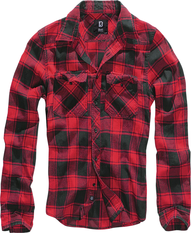 Brandit Camisa A Cuadros Franela Negra y Roja