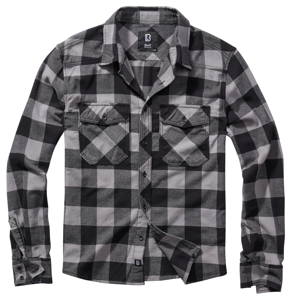 Brandit Camisa a cuadros Camisa de franela Gris-Negro