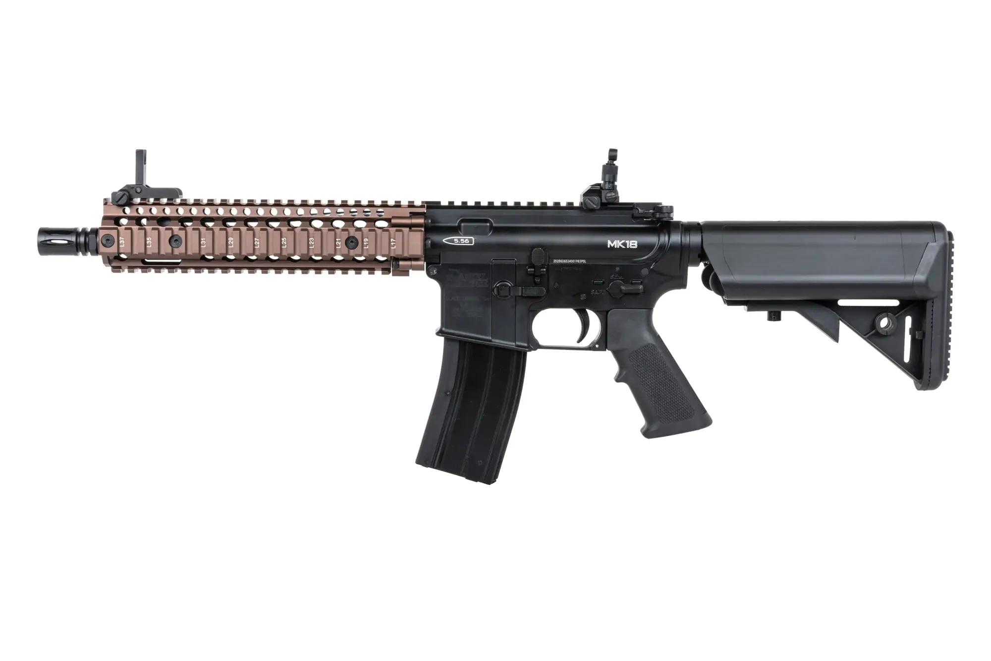 Carabina Golden Eagle Daniel Defense MK18 MC6593MT GBB FDE Two Tone airsoft
