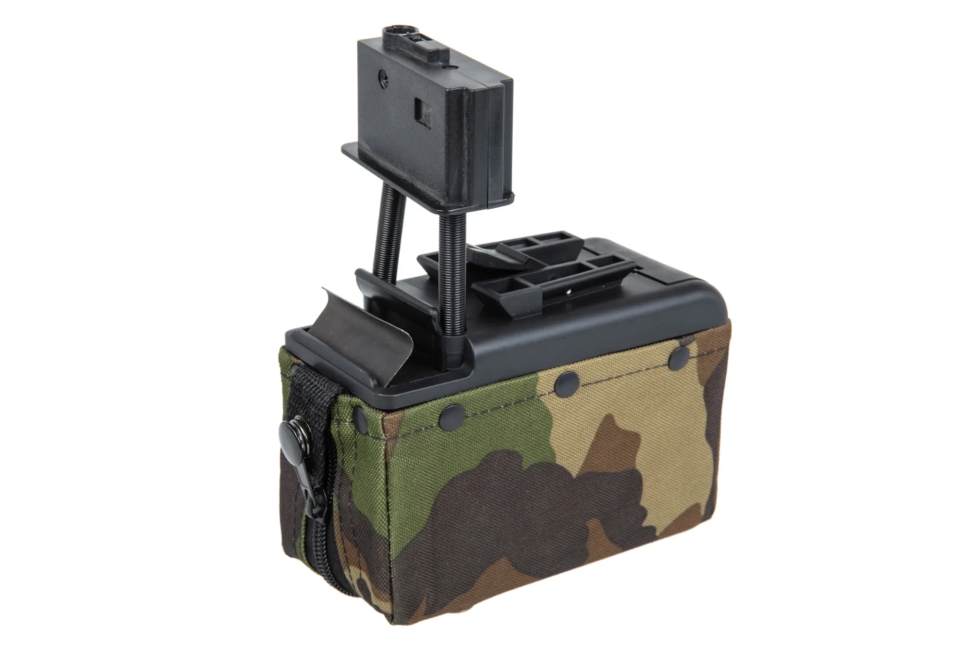 Cargador de caja eléctrico A&K para 2000 bolas para réplicas M249 Woodland