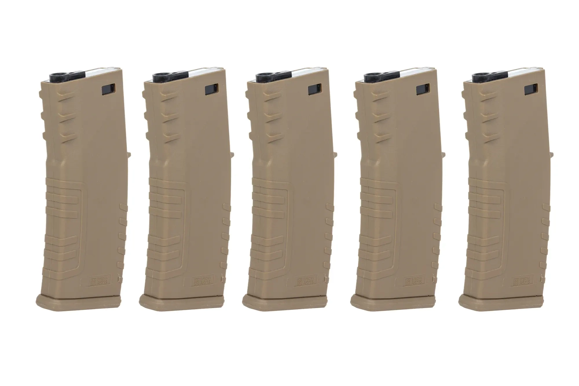 Juego de 5 cargadores de polímero de mid-cap y 120 bolas Specna Arms Flat Dark Earth