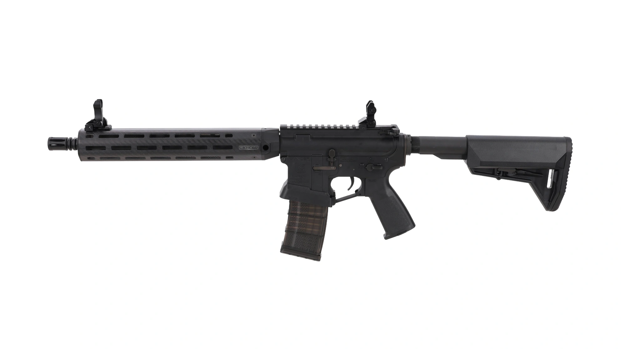 King Arms x Lancer Systems airsoft Carabina L15 LCH7 12" Carbono Real Negro
