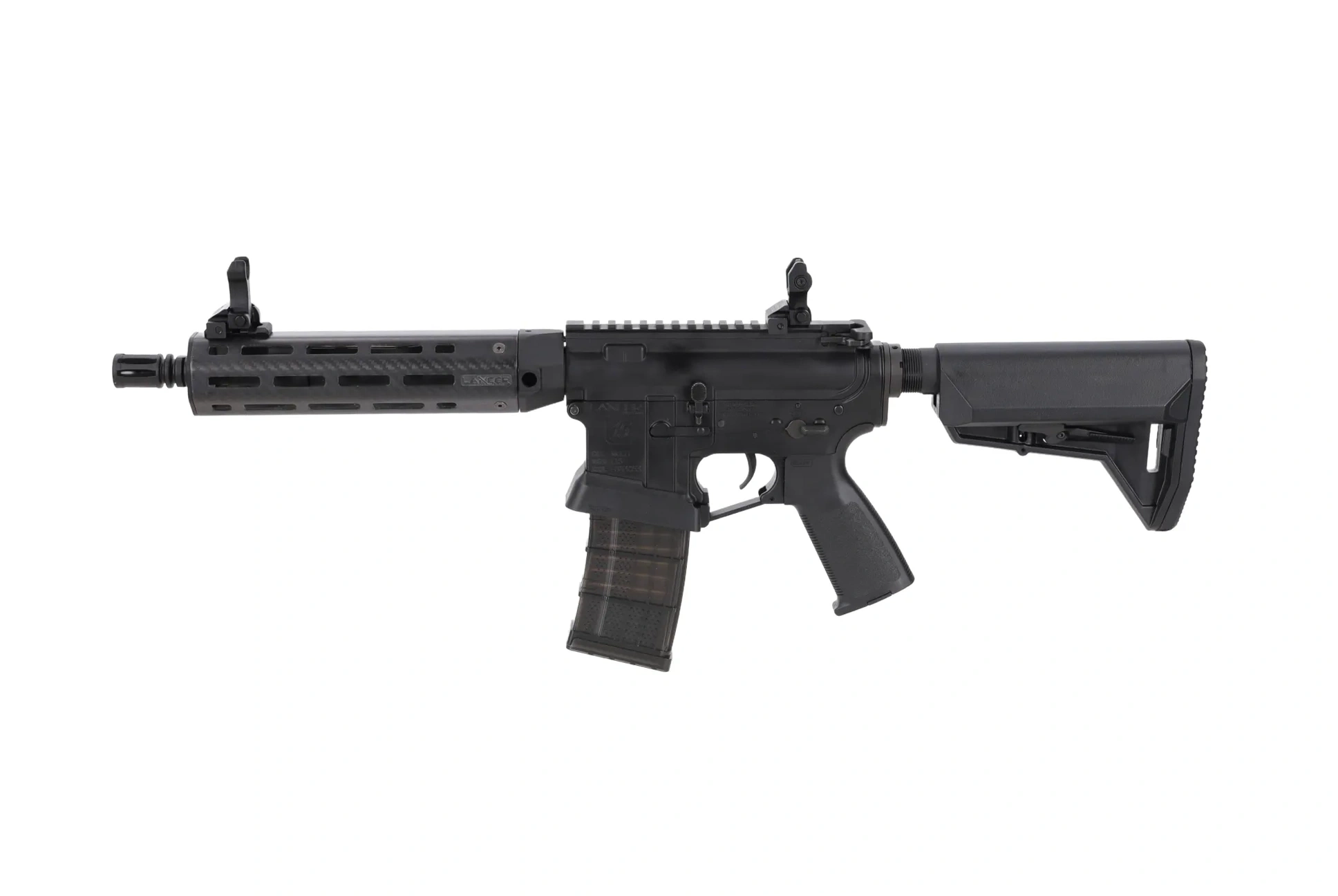 King Arms x Lancer Systems airsoft Carabina L15 LCH7 8" Carbono Real Negro
