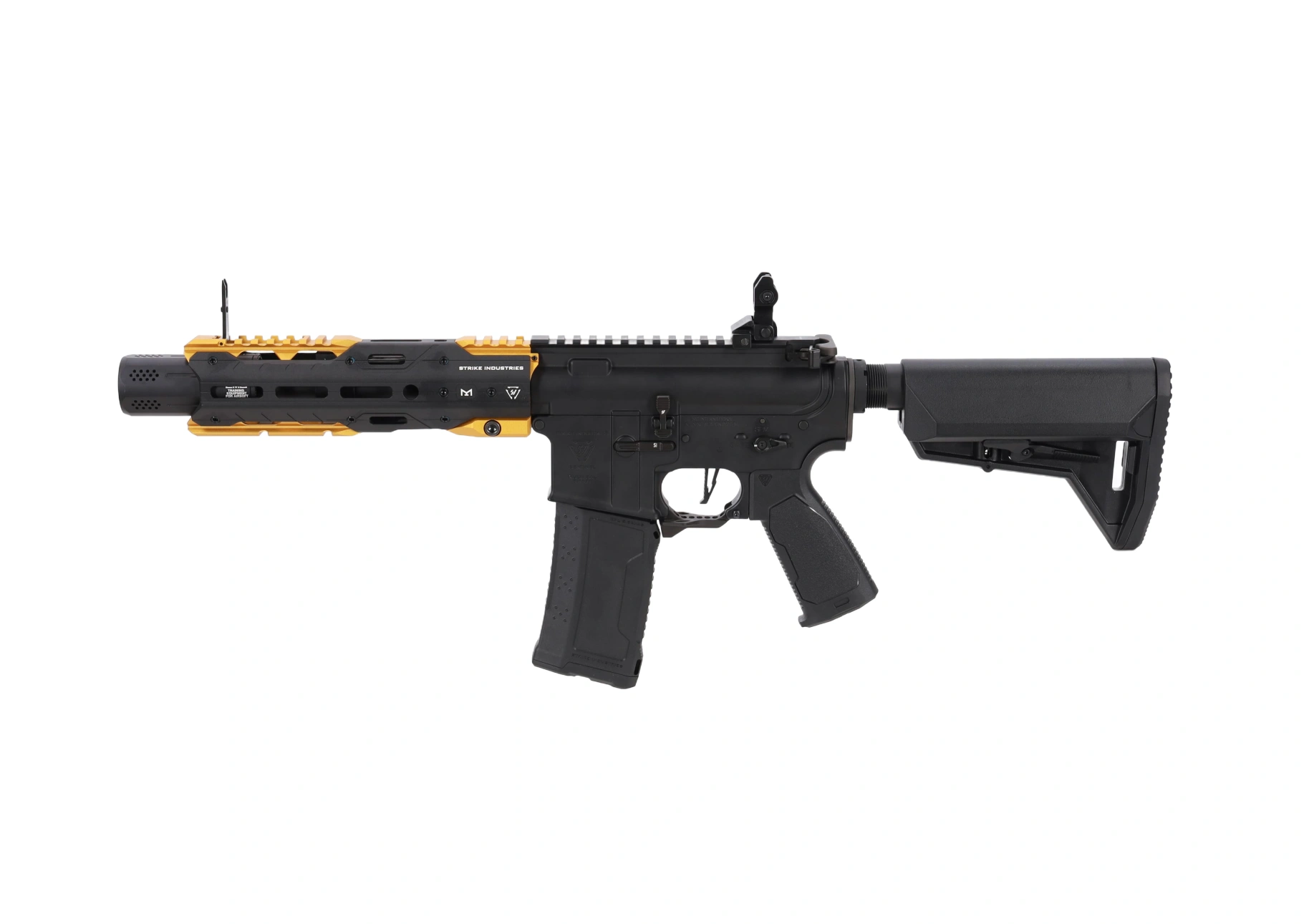 King Arms x Strike Industries Carabina Sentinel GRIDLOK® 8.5" Aster SE ETU Negra y Dorada airsoft