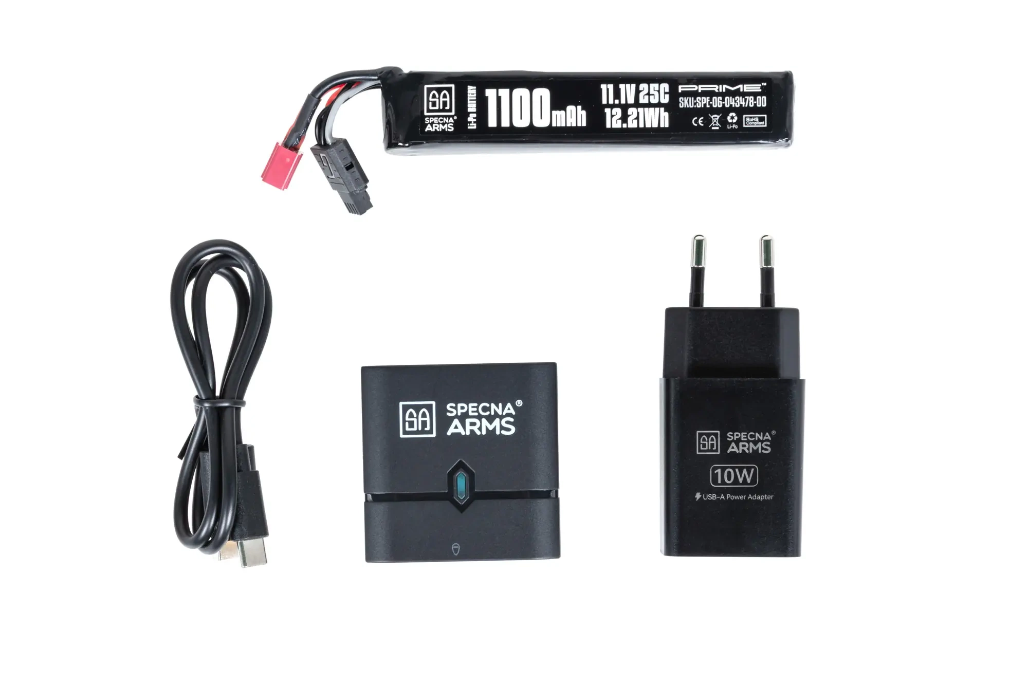 Kit cargador Specna Arms EASY NANO CHARGER 10W con batería Li-Po 1100 mAh 25C 11.1V T-Deans G-Tech