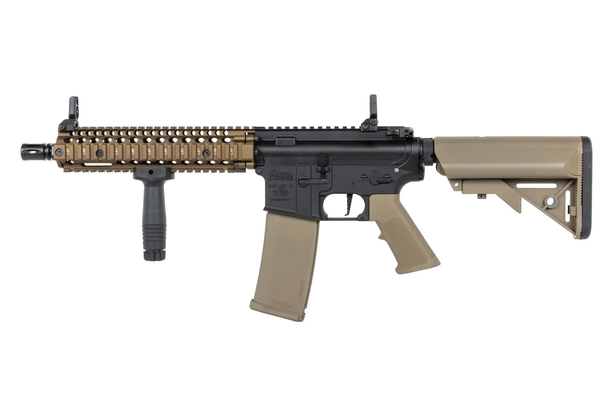 Specna Arms Daniel Defense® MK18 SA-P19 Prime™ HAL™ ETU airsoft Carbine High Torque Chaos Versión bronce