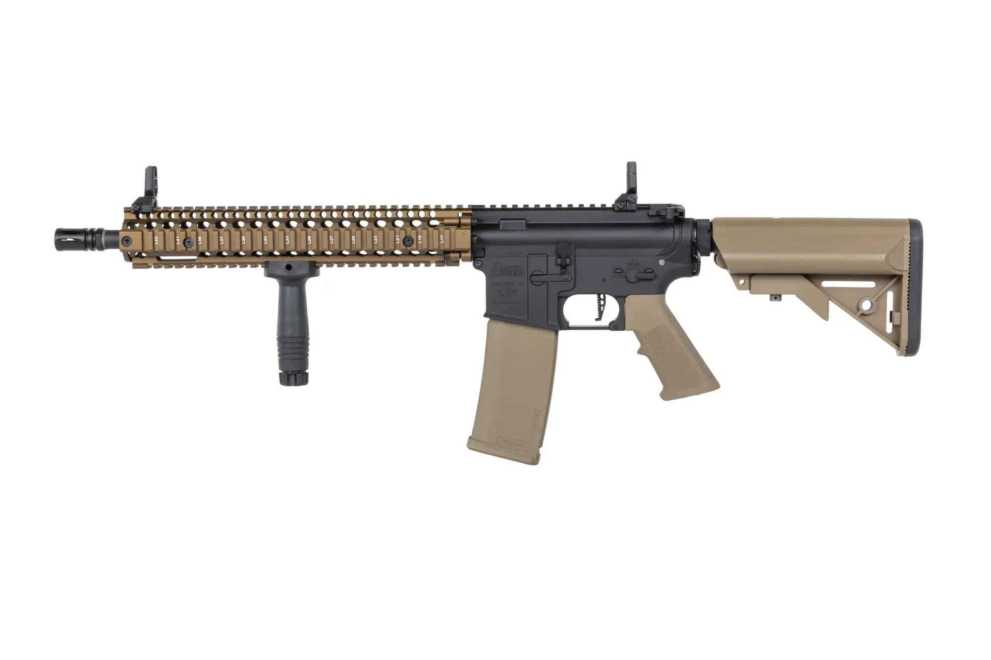 Specna Arms Daniel Defense® MK18 SA-P26 Prime™ BLDC™ Aster II ETU Solo disparo Caos Bronce airsoft Carabina