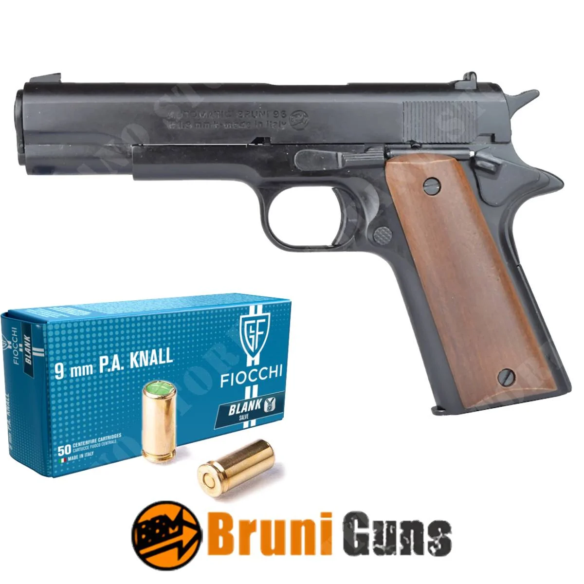 KIT DE PISTOLA SALVE 96 9MM PAK BLACK BRUNI + CARTUCHOS (BR-1505+ CARTUCHOS)
