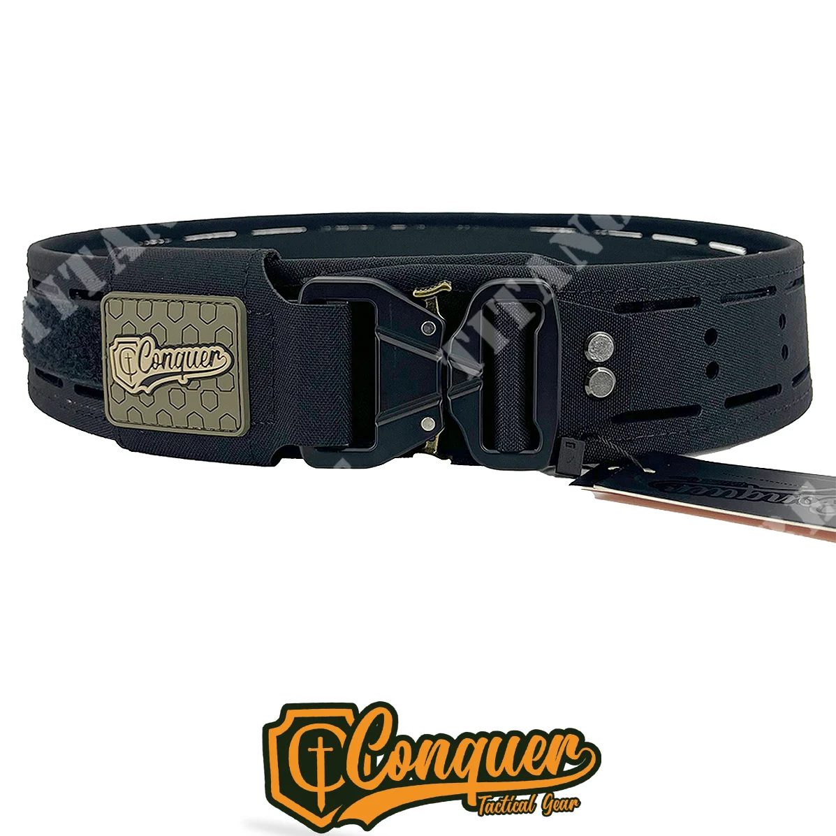 Cinturón táctico negro con corte láser Conquer (CNQ-10487-BK)
